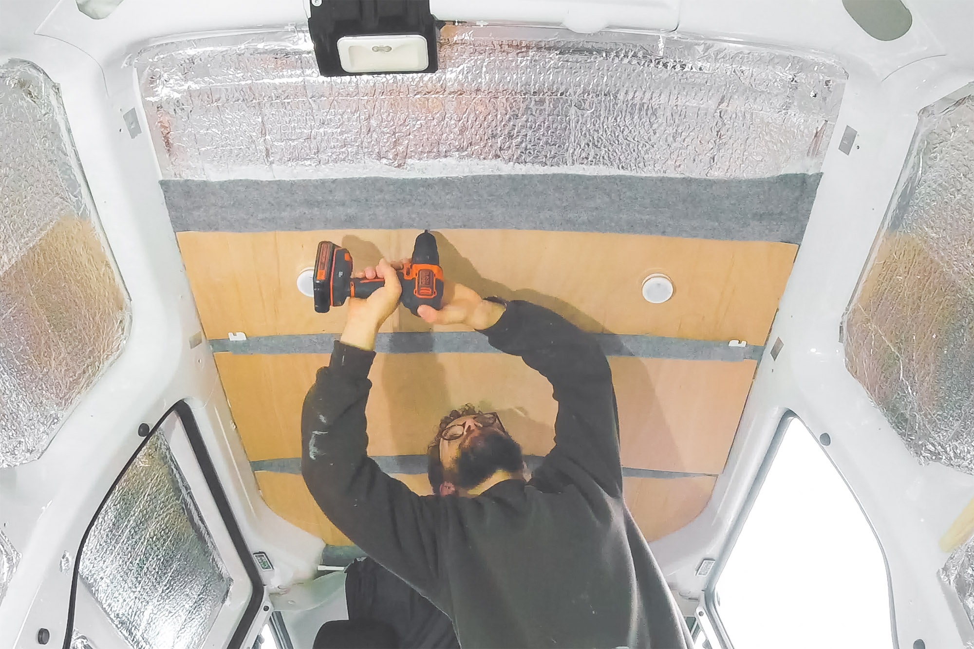 Insulating, Ply Lining And Carpeting The Van Ceiling