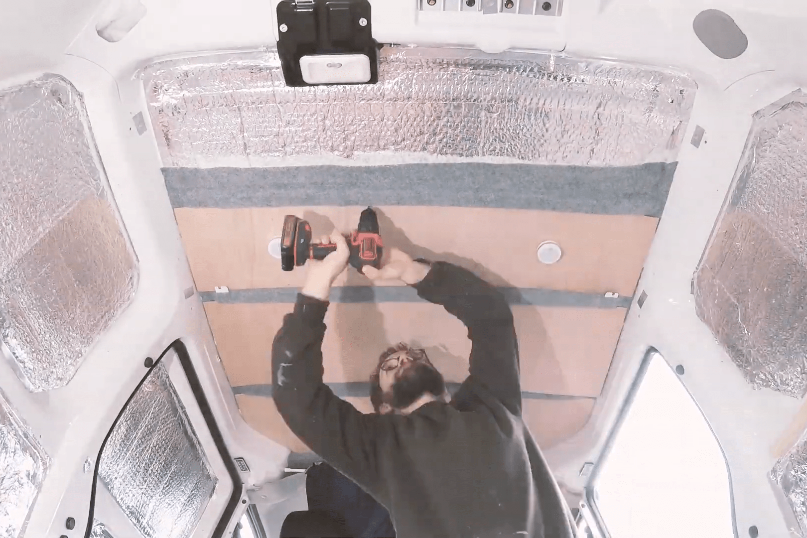 Replacing the plywood van ceiling boards