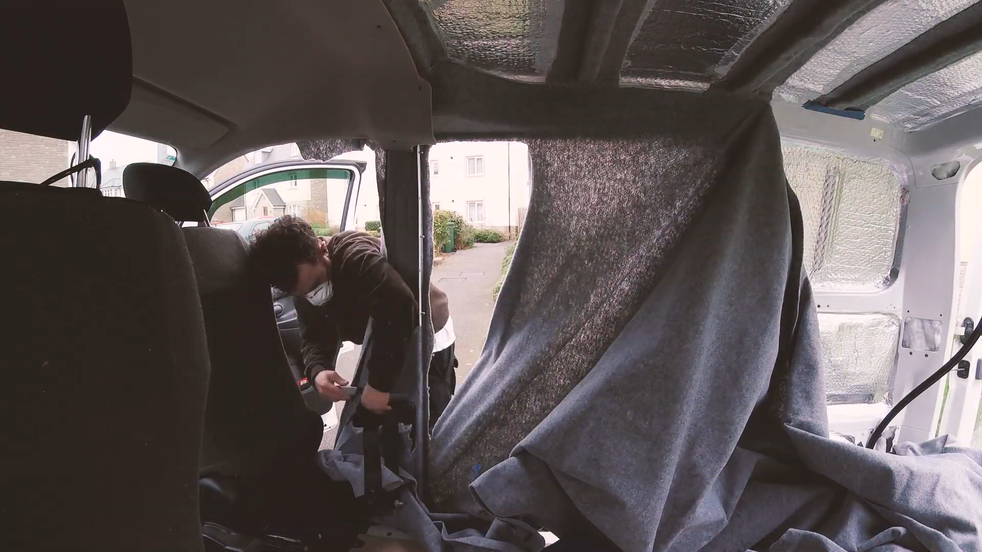 Carpeting the front pillar of the Nissan NV200 van