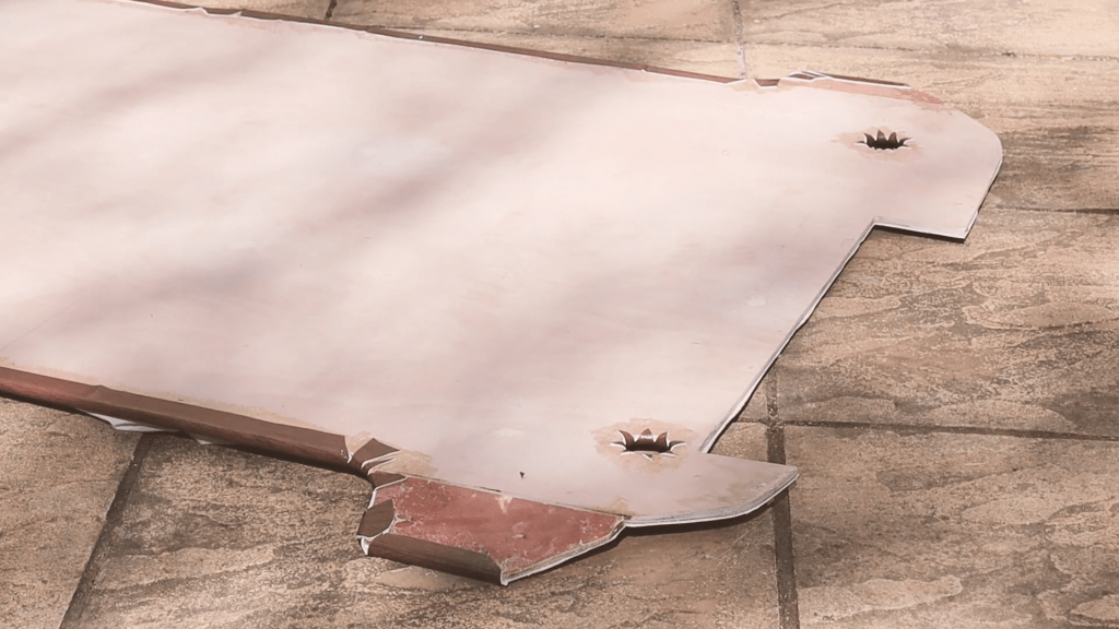 The vinyl stuck to the underside of the van floor