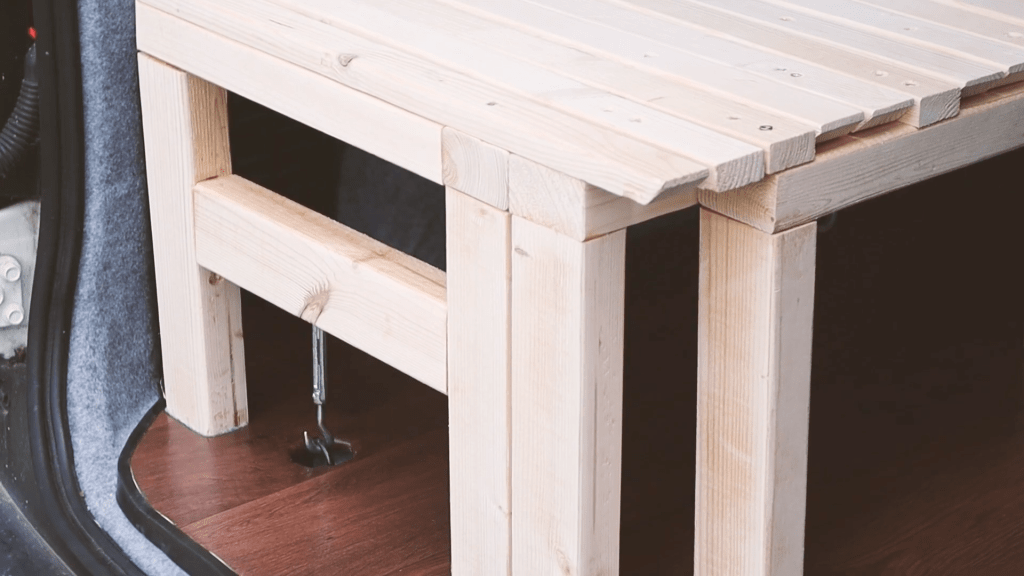 The turnbuckle fixing near the rear doors of the van