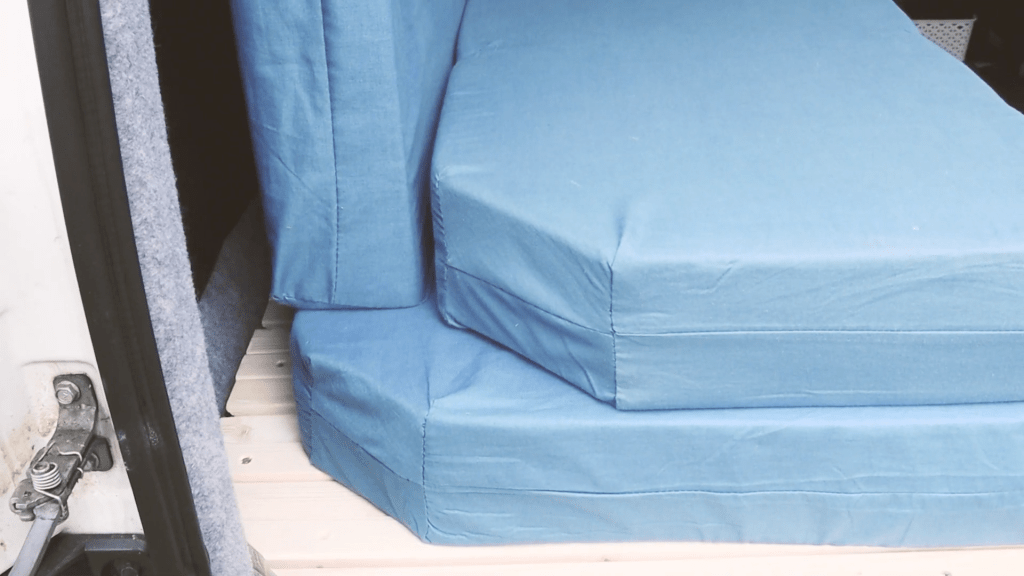 The corners on the three mattresses, two with an angle cut out of them