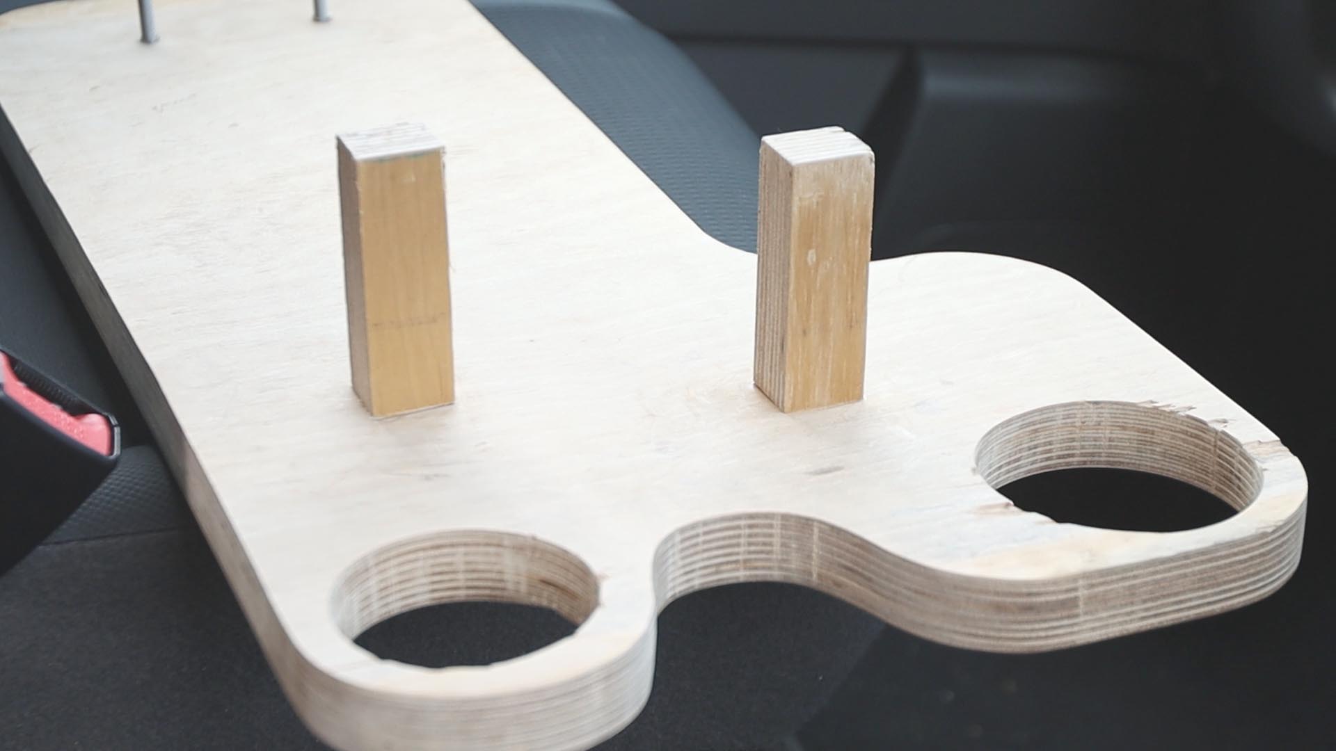 Wooden feet on the underside of the cool box platform
