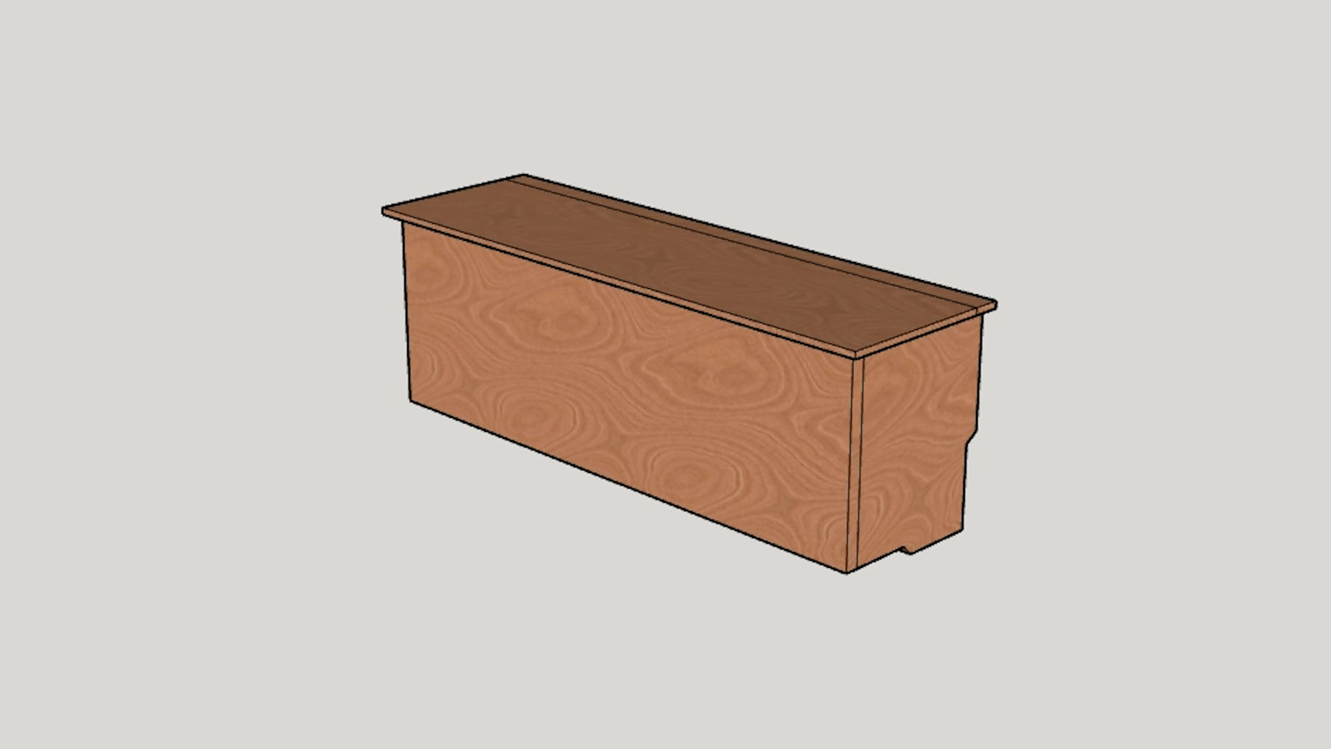 SketchUp design of wheel arch storage box from the front