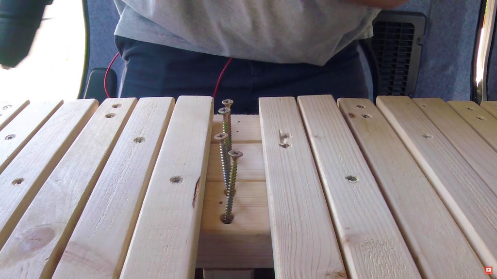 Removing hidden screws from the van bed frame