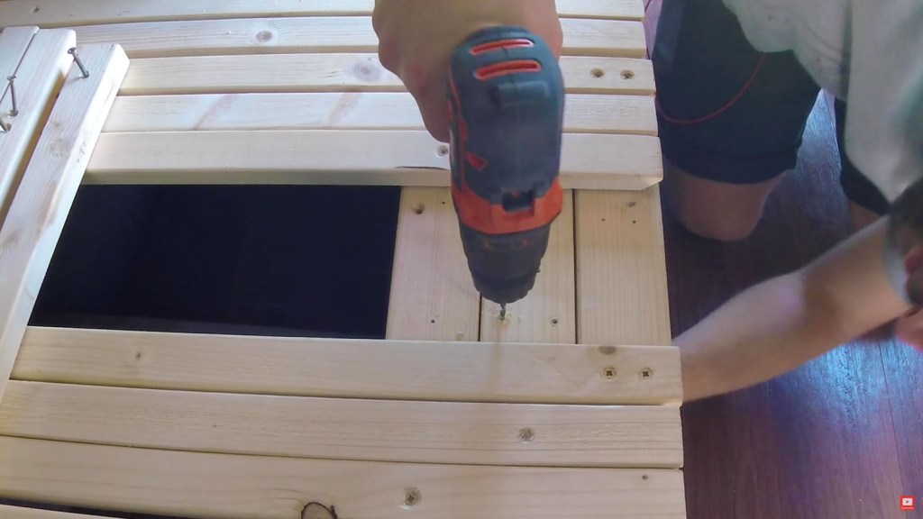 Drilling pilot holes for the new bed leg position