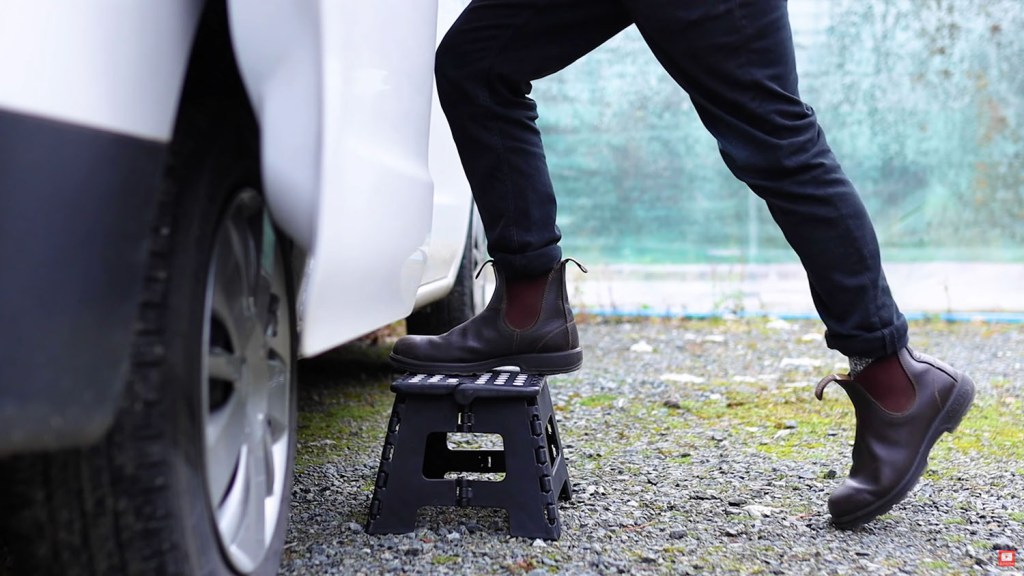 Folding step at the side door of my van