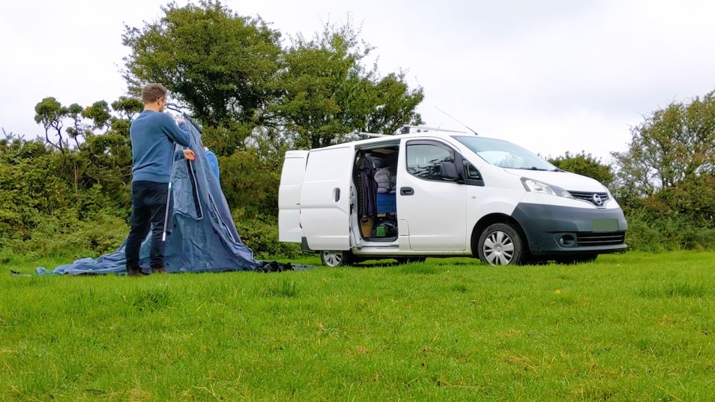 Setting up the awning
