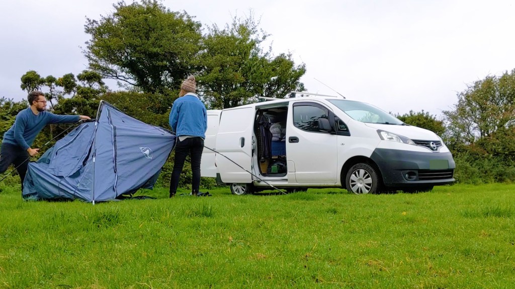 Setting up the awning