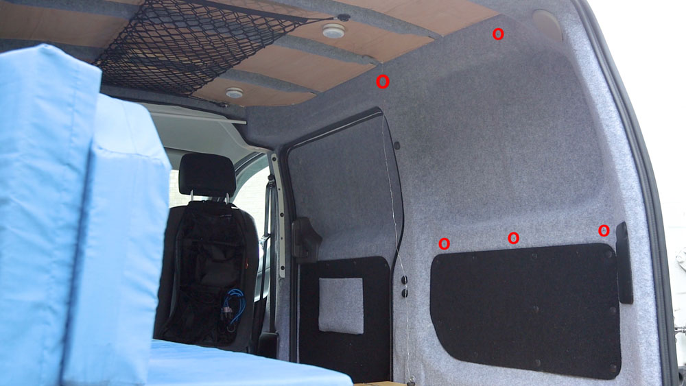 The 5 M6 screw thread fixing point of the wall of a Nissan NV200