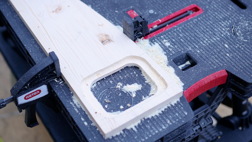 Thinned wood around the inside of of the battery window