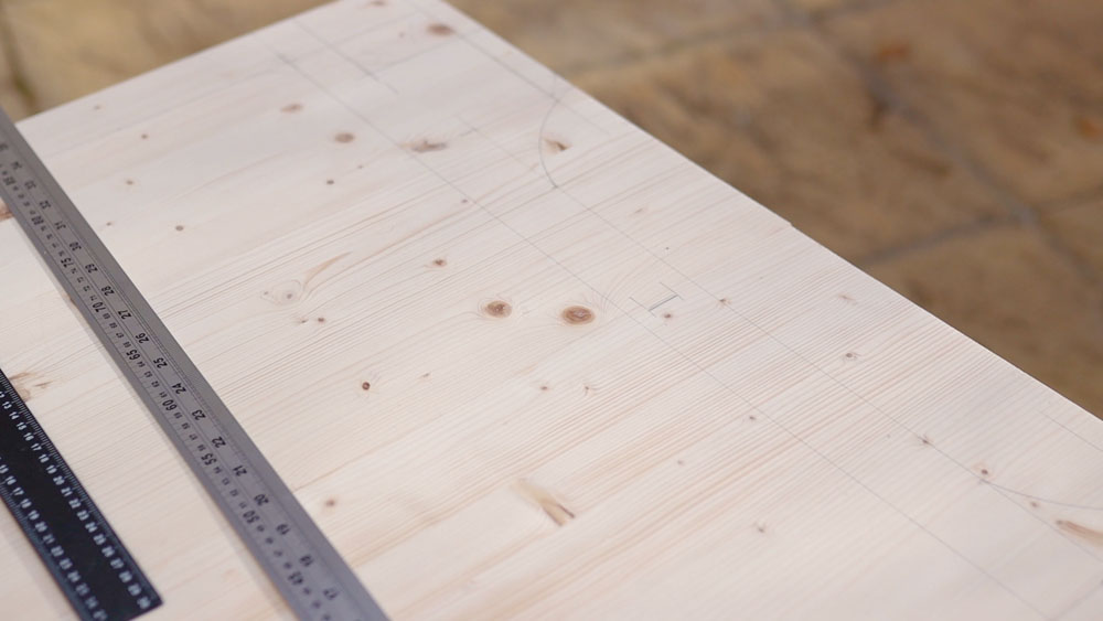 Front piece design drawn out on the wood