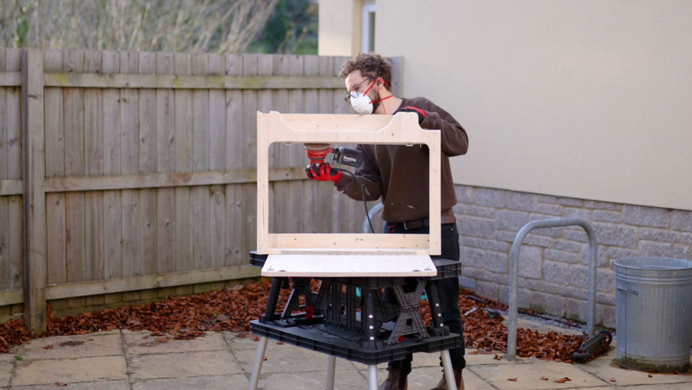 Sanding the whole van folding table unit