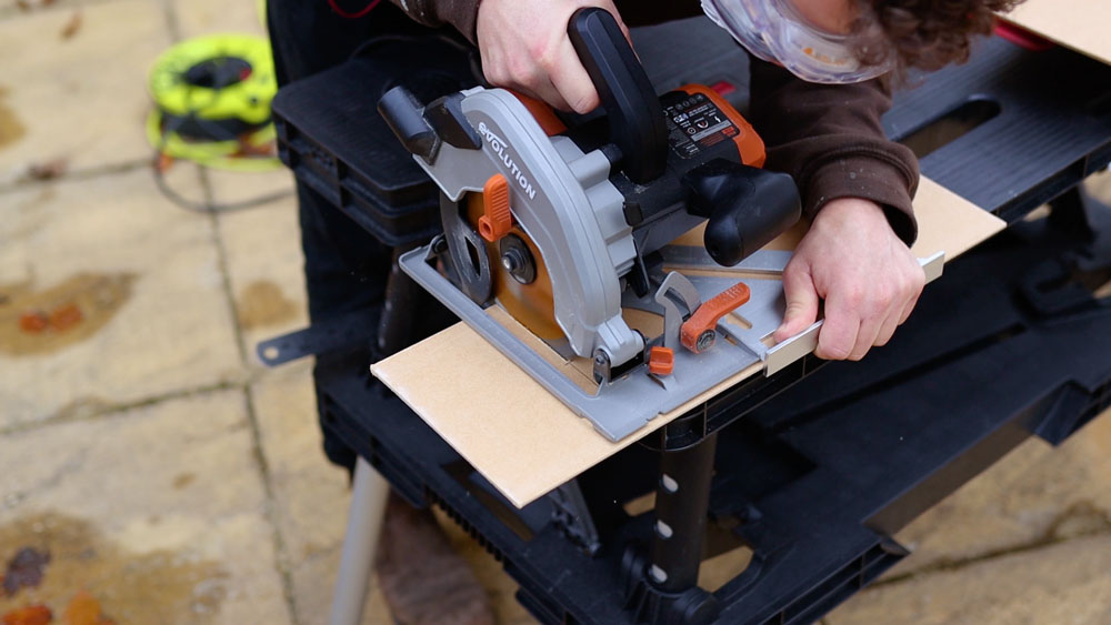 Cutting my draw dividers to size with a square and a circular saw