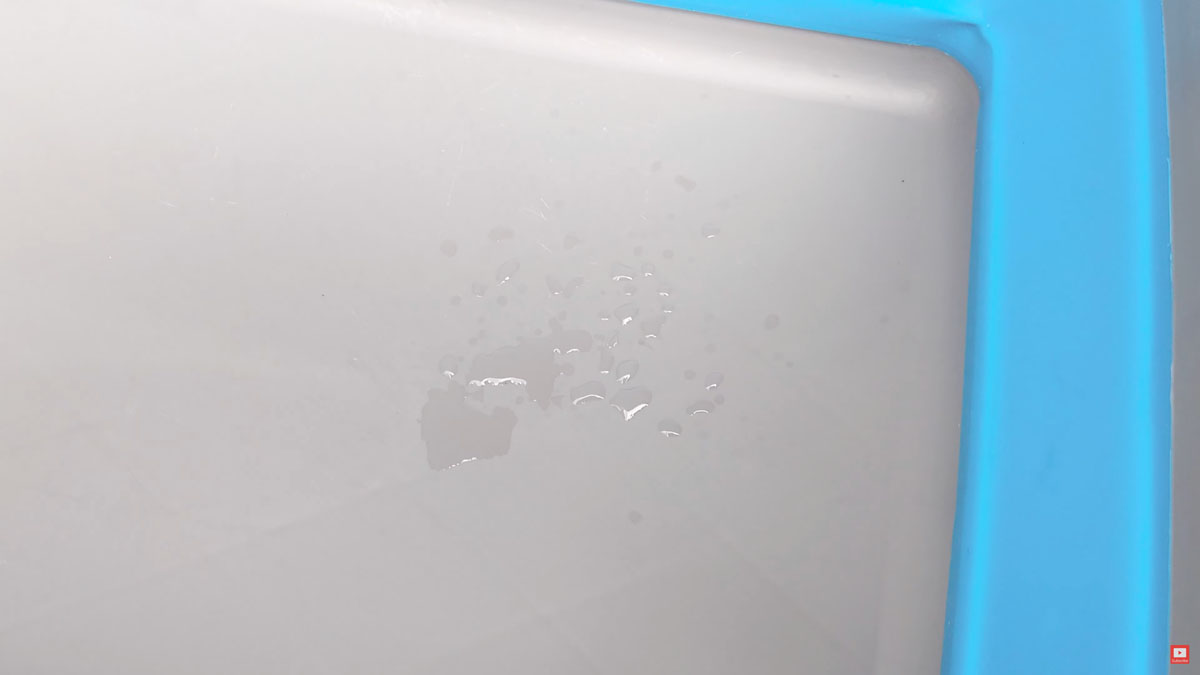 Water in a bowl after another leak in the van