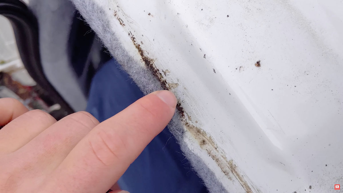 Dirt and grime under the door seal