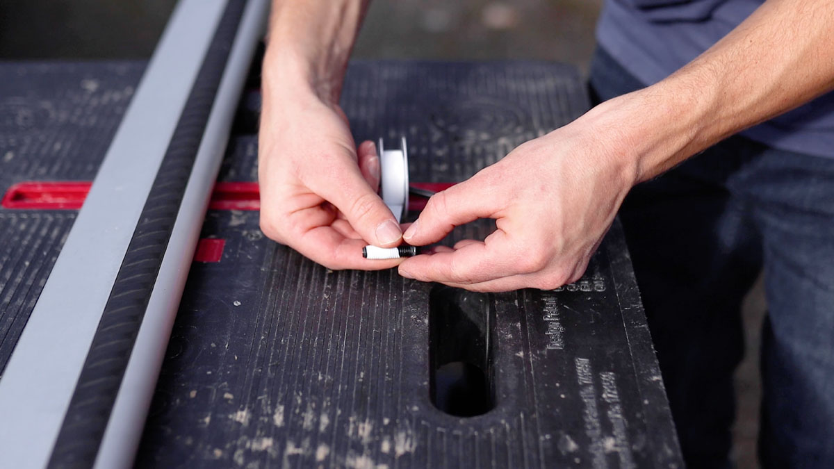 PTFE plumbers tape wound on an M8 bolt to seal van roof bars