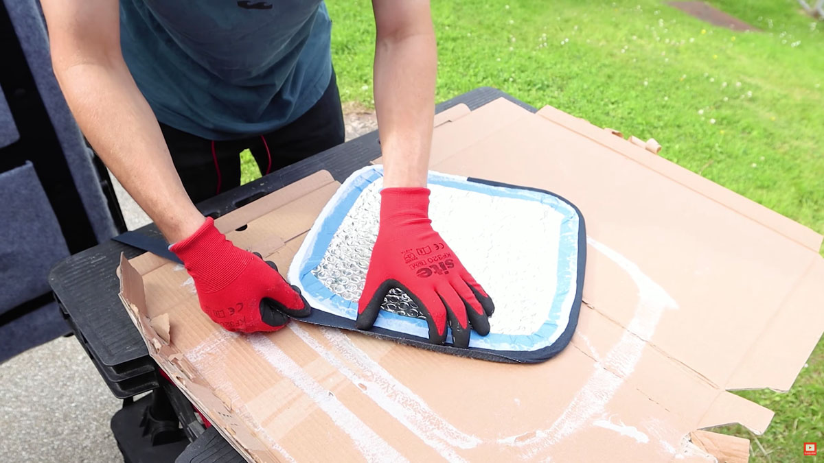 Sticking the edge to the window covers with contact adhesive