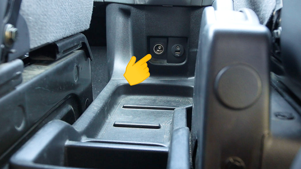 The location of the 12v port in a Nissan NV200 van