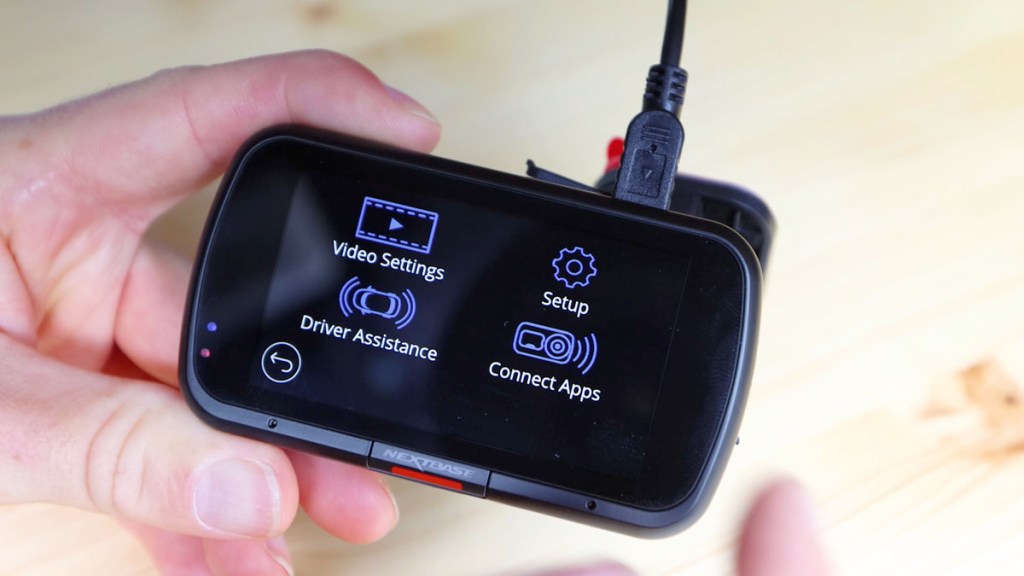 Main menu screen on the Nextbase 622GW dash cam