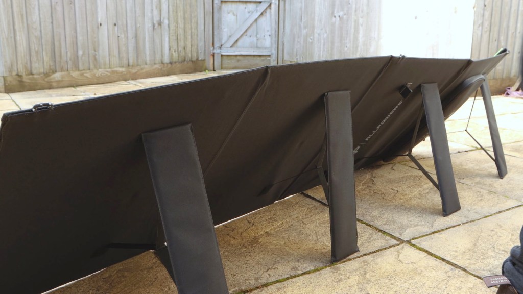 Fold out leg stands of the AllPowers SP-033 200W folding solar panel