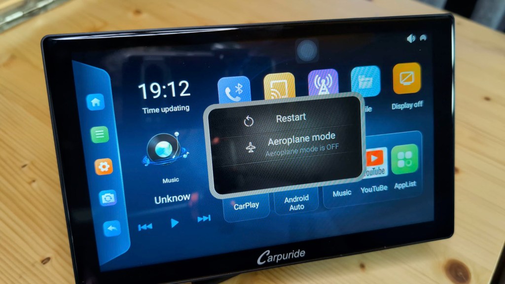 Power screen on the Carpuride W901 Plus