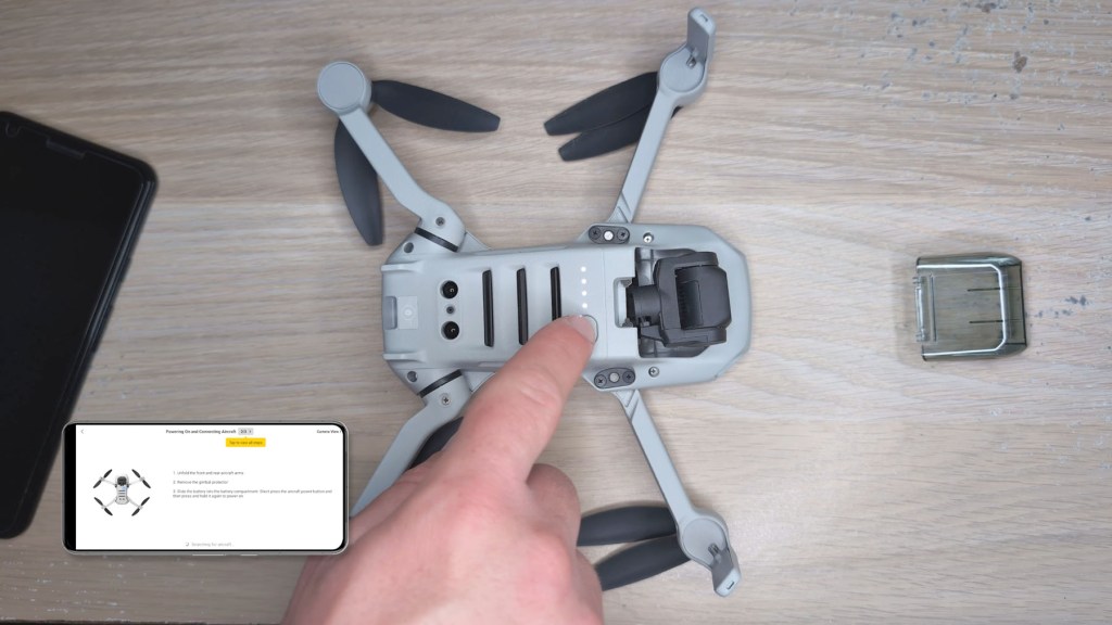 Turning on the DJI Mini 4k Camera Drone