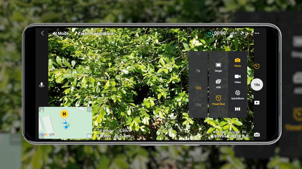 Photo mode settings available on the DJI Fly App for the DJI Mini 4k Camera Drone