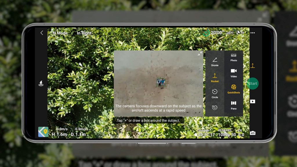 QuickShots available on the DJI Fly App for the DJI Mini 4k Camera Drone