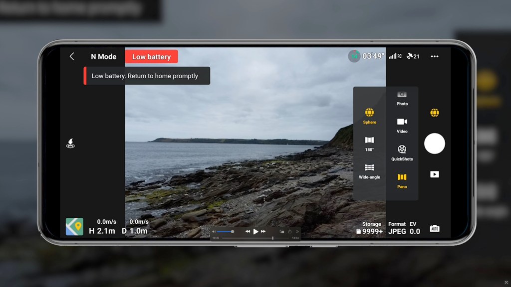 Pano photo settings on the DJI Fly App for the DJI Mini 4k Camera Drone