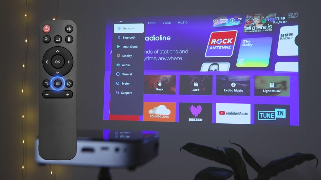 Settings of the Wimius Q3 Android Projector