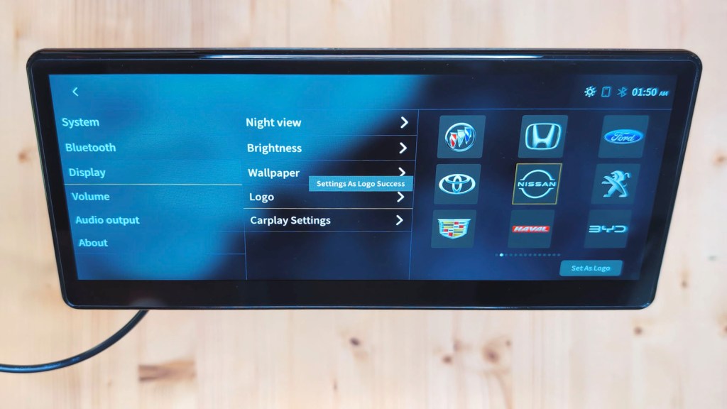 Display settings and logos on the CarpodGo T3 Pro