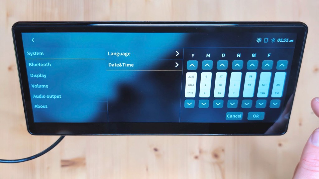 System settings on the CarpodGo T3 Pro