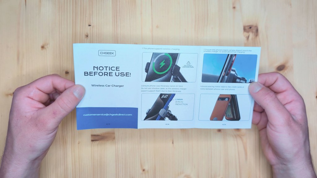 Wireless charging 'Before Use' booklet